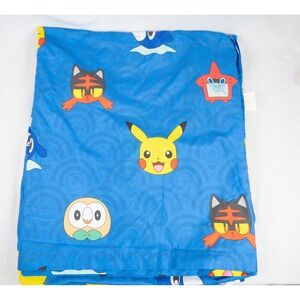 Pokemon Full Flat Sheet Only Material kids Blue Sun Moon Pikachu Litten Rowlet